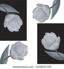 Schwarz-Weiß-Blumen-Vektorgrafik