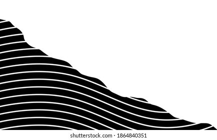 Black and white folding outcrop. Geologic cross section.