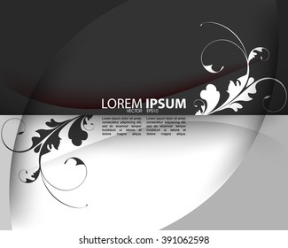 black and white foliage silhouette elements eps10 vector background