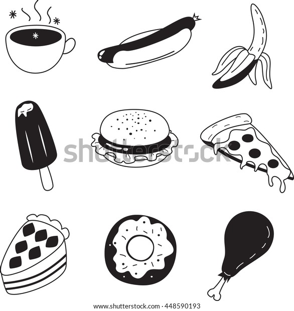 Black White Food Icon Arkivvektor (royalty-fri) 448590193