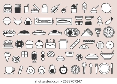 Black and white food icon material for food and drink related