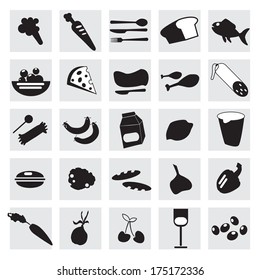 black and white food icons