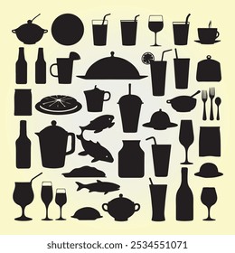 Black and White Food Icons.