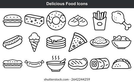 Black and White Food Icons Set