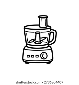 Black and white food processor engineering line icon modern kitchen appliance vector illustration