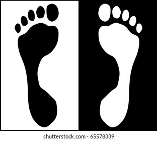 Black and white foot print