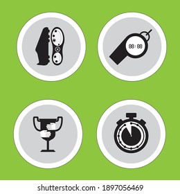 Black and white football icons on green background
