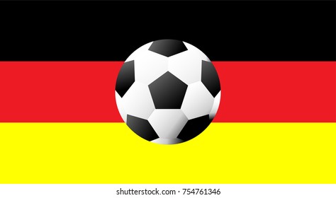 Black and White Football on the national flag of Germany background / vector and illustration