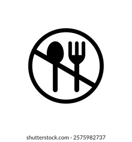 Black and white forbidden eating icon illustration design, Islamic Ramadan icon
