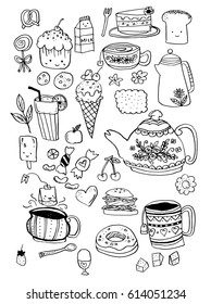 Black & White Forever Tea Time Doodles Vector