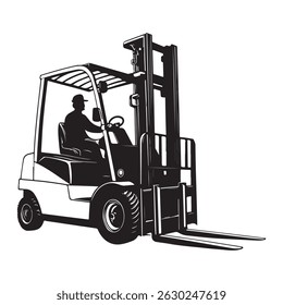 Black and White Forklift Truck Illustration