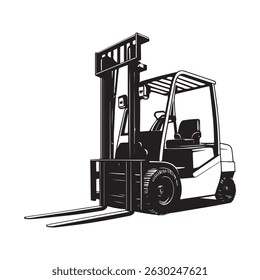 Black and White Forklift Truck Illustration
