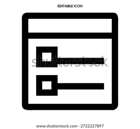 A black and white form icon depicting two lines with checkboxes, suitable for digital interfaces.