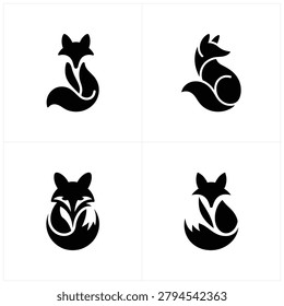 Black and white of four stylized duck heads facing different directions four ducks profile view