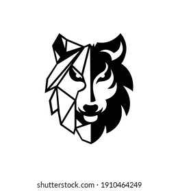 Black  White Fox Head Logo Design.
