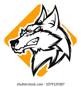 black and white fox head mascot vector illustration esports logo