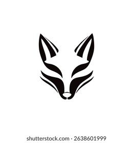 Black and white fox head vector art silhouette logo icon design