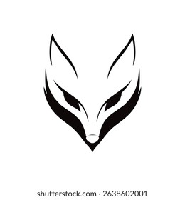 Black and white fox head vector art silhouette logo icon design