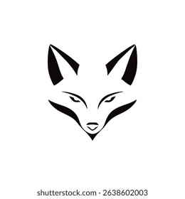 Black and white fox head vector art silhouette logo icon design