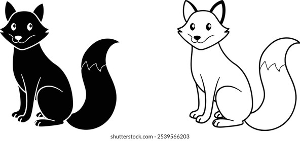 Black and White Fox Illustration Coloring Page