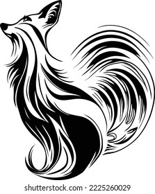 black and white fox isolated logo