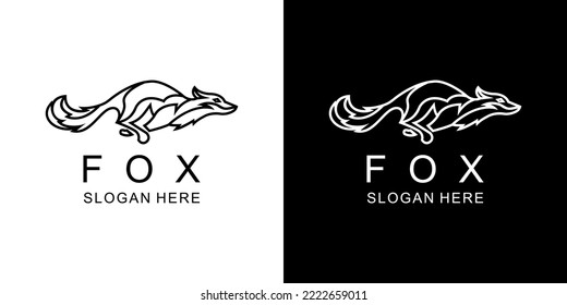 BLACK AND WHITE FOX LOGO VECTOR