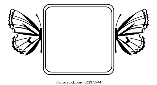Black and white frame with butterflies silhouettes