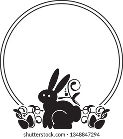 Black and white frame with easter bunny silhouette
