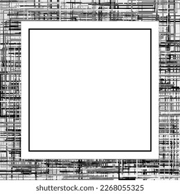 Black and white frame in fabric structure. Free space for your text.