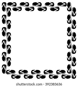 Black and white frame with flip flops silhouettes