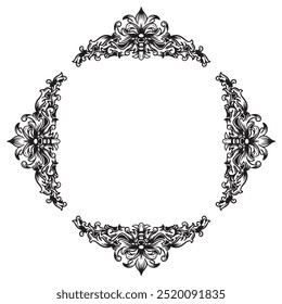 black and white frame with floral ornament