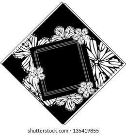 Black and white frame of flowers