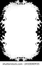 black and white frame, a black and white frame with a white grunge halftone dot vintage photo rectangle border, 