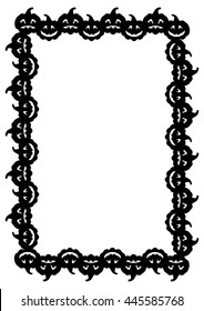 Black and white frame with Halloween pumpkin silhouette. Vector clip art.