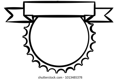 Black and white frame for a logo with a circle and a ribbon. Vector illustration.
