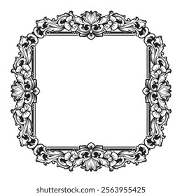 black and white frame with ornament vector illustration art