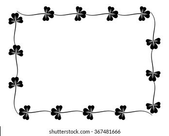 Black and white frame with shamrock silhouette