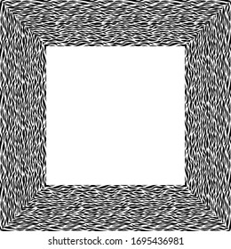 Black and white frame. Squared pattern. Decorative border with animal ornament. Zebra skin. Copy space. Fashion board. Template design for card, poster, banner. Vector illustration.