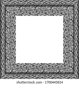 Black and white frame. Squared pattern. Decorative border with animal ornament. Zebra skin. Copy space. Fashion board. Template design for card, poster, banner. Vector illustration.