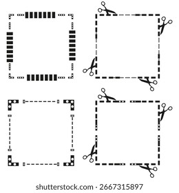 Black white frame. Striking border icon. Striped pattern design. Vector design element.