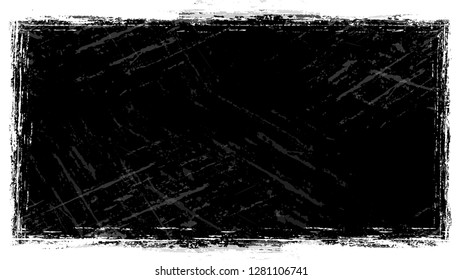 Black and White Frame with Stripes in Watercolor Grunge Style. Rough Grungy Border Design. Frame with Faded Dyed Paper Texture. Monochrome Art Design Element.