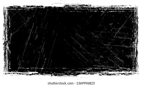 Black and White Frame with Stripes in Watercolor Grunge Style. Rough Grungy Border Design. Frame with Faded Dyed Paper Texture. Broken, Rusty Art Design Element.