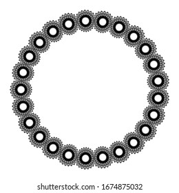 Marco blanco y negro. Borde redondo de plantilla. Mandala floral de lujo. Decoración de estilo étnico oriental. Ilustración vectorial de vacaciones. Patrón circular oriental.