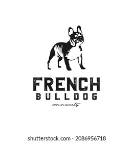 Black and white french bulldog logo design inspiration