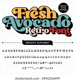 Black and White Fresh Avocado Retro Vintage Display bold Font alphabet