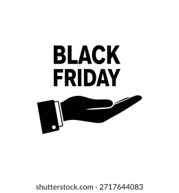Black and White Black Friday Offer Hand Icon