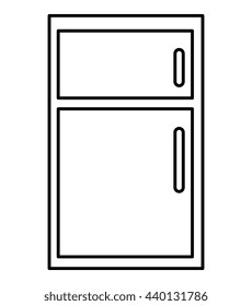 black and white fridge front view over isolated background,vector illustration