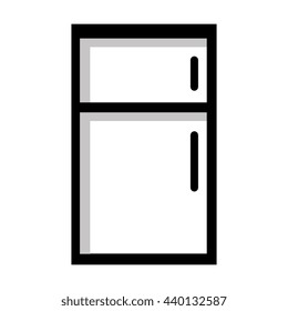 black and white fridge front view over isolated background,vector illustration