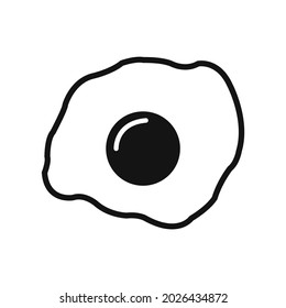 Black and white fried egg breakfast flat icon. Simple editable vector illustration usable for web and print items 