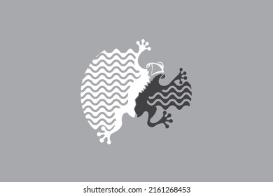 Black and white frog logo vector